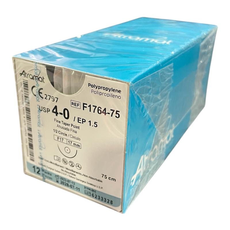 Поліпропілен монофіламент синій, не розсмоктується USP 4-0 (EP1.5) з колючою голкою 17мм, 1/2кола, довж. нитки 75см